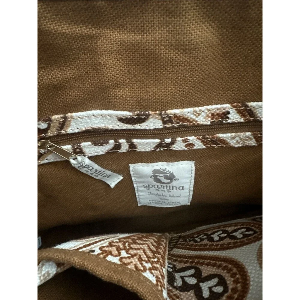Spartina 449 Tapestry And Leather Bucket Bag Shoulder Purse